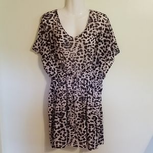 H & M Leapord Shirt Dress, Large, Belt